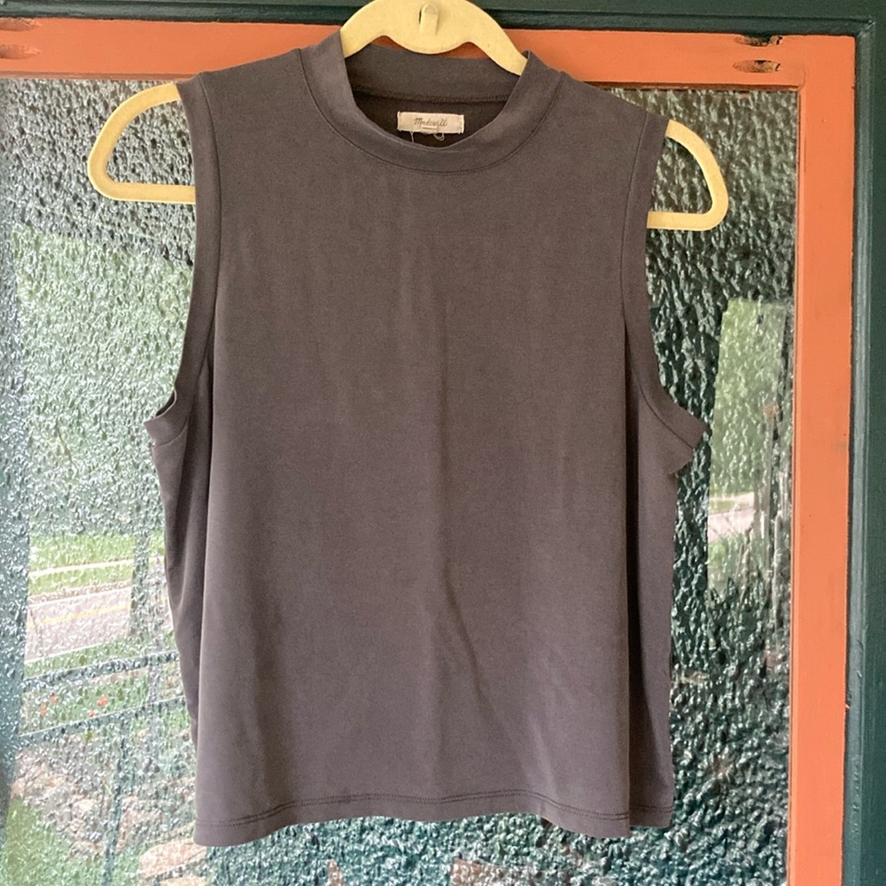 Madewell Charcoal Gray Mockneck Sleeveless Top